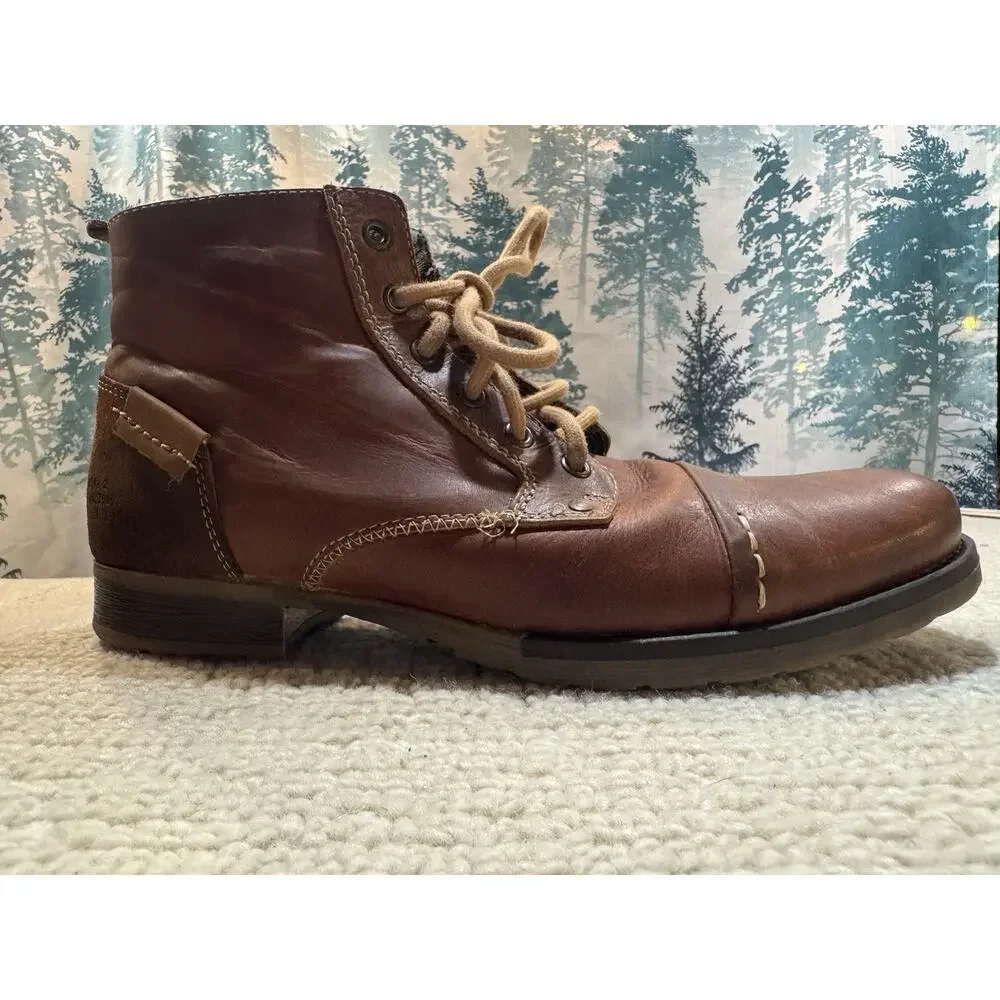 Bullboxer Delden Leather Boots Men's 10 EU43 Brown Workboot Portugal SEE NOTE